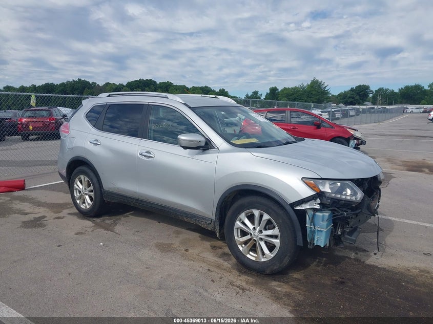 2016 Nissan Rogue VIN KNMAT2MV6GP662664 IAAI salvage auction — FRONT END, Clear (Indiana), sold $1,350 on 2026-07-31 (photo 1)