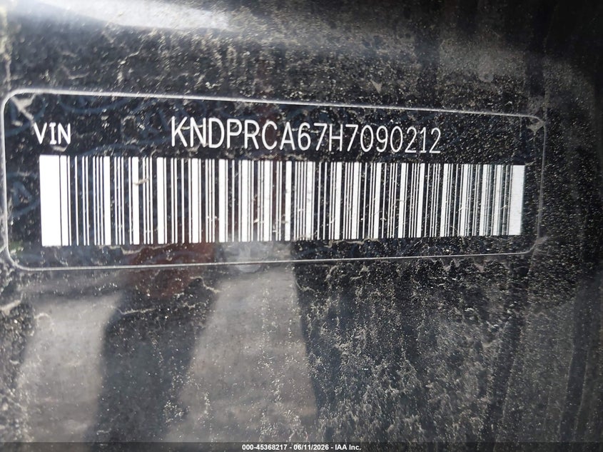 2017 Kia Sportage VIN KNDPRCA67H7090212 IAAI salvage auction — NORMAL WEAR, Clear (New Jersey), sold $2,650 on 2026-07-17 (photo 9)