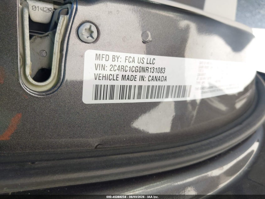 2022 Chrysler Voyager VIN 2C4RC1CG0NR131083 IAAI salvage auction — NORMAL WEAR, Sf97 (Texas), sold $14,575 on 2026-08-04 (photo 9)