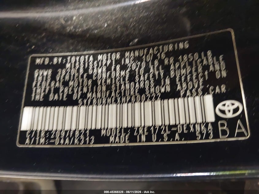 2017 Toyota Corolla VIN 5YFBURHEXHP600222 IAAI salvage auction — LEFT FRONT, Salvage (North Carolina), sold $2,850 on 2026-07-17 (photo 9)