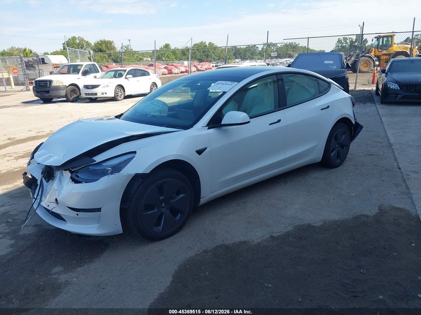 2022 Tesla Model 3 VIN 5YJ3E1EA5NF329727 IAAI salvage auction — FRONT END, Certificate Of Destruction (Florida), sold $2,350 on 2026-07-18 (photo 2)