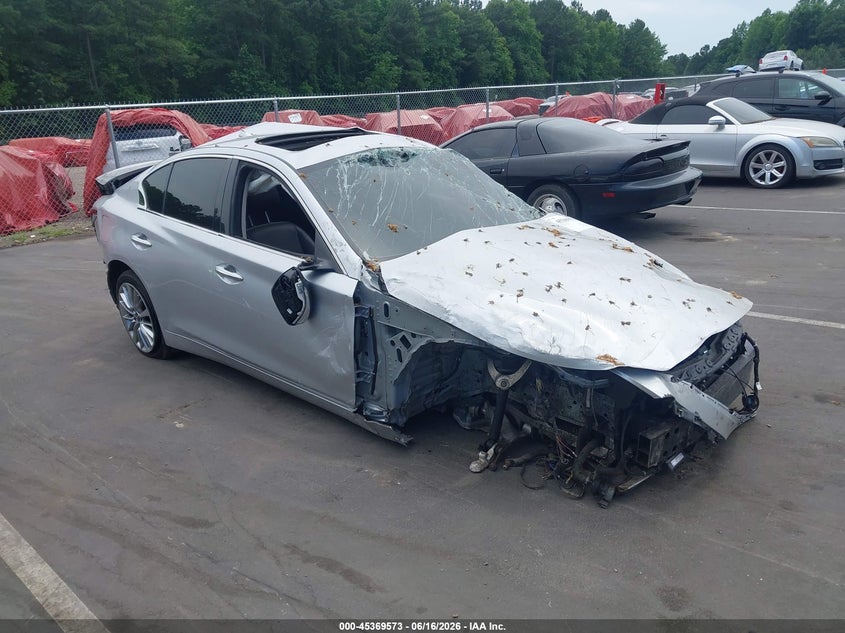 2020 Infiniti Q50 VIN JN1EV7APXLM205594 IAAI salvage auction — ROLLOVER, Salvage (Idaho), sold $1,700 on 2026-07-15 (photo 1)