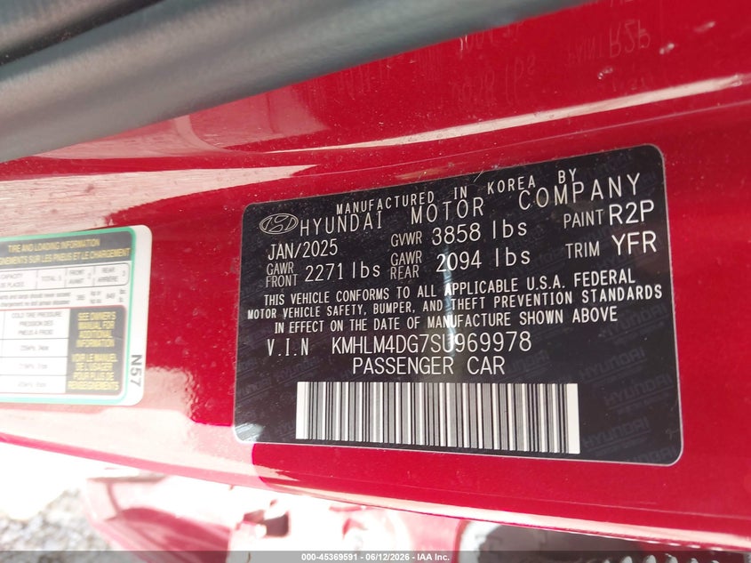 2025 Hyundai Elantra VIN KMHLM4DG7SU969978 IAAI salvage auction — FRONT END, Salvage (Illinois), sold $2,900 on 2026-08-27 (photo 9)