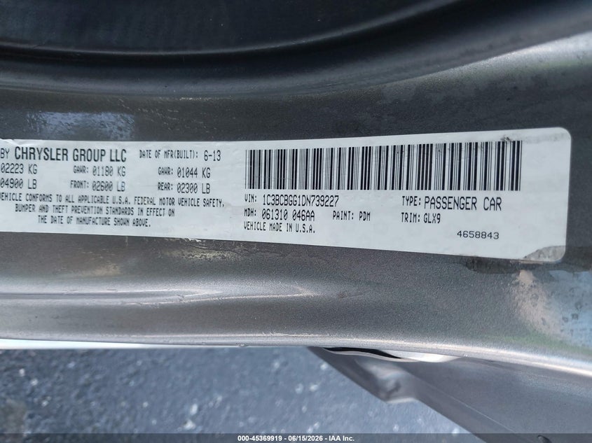 2013 Chrysler 200 VIN 1C3BCBGG1DN739227 IAAI salvage auction — REAR END, Salvage (Missouri), sold $575 on 2026-07-28 (photo 9)