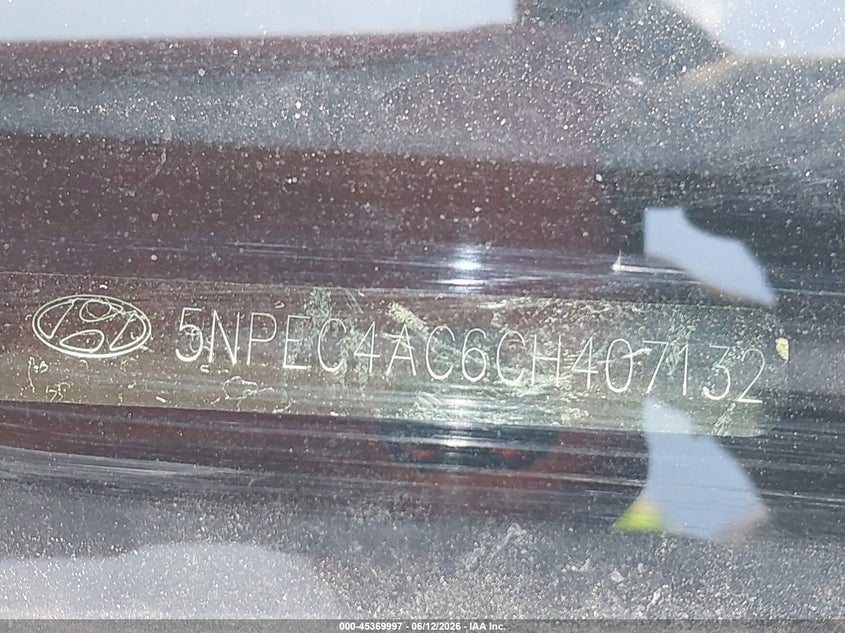 2012 Hyundai Sonata VIN 5NPEC4AC6CH407132 IAAI salvage auction — LEFT SIDE, Salvage (Alabama), sold $25 on 2026-07-08 (photo 9)