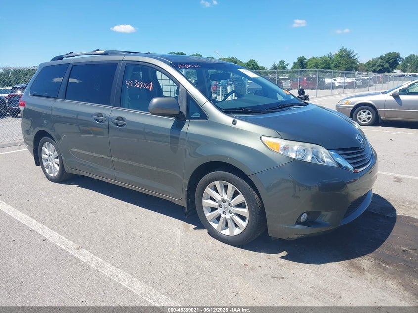 2013 Toyota Sienna VIN 5TDDK3DC1DS056968 IAAI salvage auction — LEFT SIDE, Clear (Indiana), sold $3,450 on 2026-07-24 (photo 1)