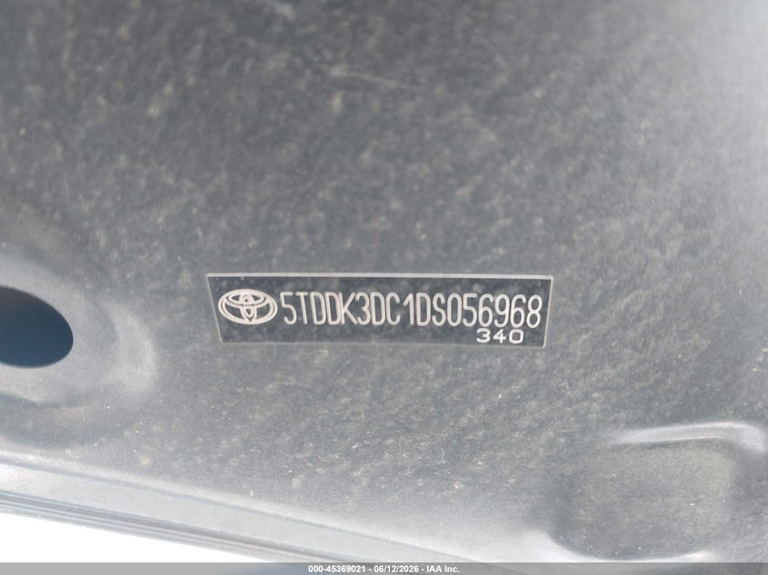 2013 Toyota Sienna VIN 5TDDK3DC1DS056968 IAAI salvage auction — LEFT SIDE, Clear (Indiana), sold $3,450 on 2026-07-24 (photo 9)