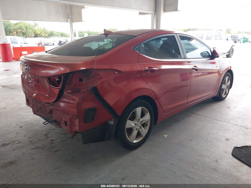 2013 Hyundai Elantra VIN KMHDH4AE1DU747810 IAAI salvage auction — REAR END, Rebuildable (Florida), sold $1,150 on 2026-07-15 (photo 4)