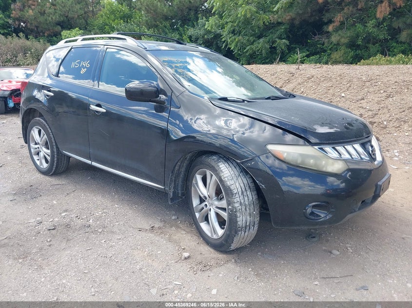 2009 Nissan Murano VIN JN8AZ18WX9W115146 IAAI salvage auction — LEFT FRONT, Clear (Indiana), sold $400 on 2026-07-22 (photo 1)