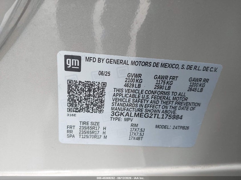 2026 Gmc Terrain VIN 3GKALMEG2TL175984 IAAI salvage auction — RIGHT FRONT, Original (Texas), sold $11,075 on 2026-08-27 (photo 9)