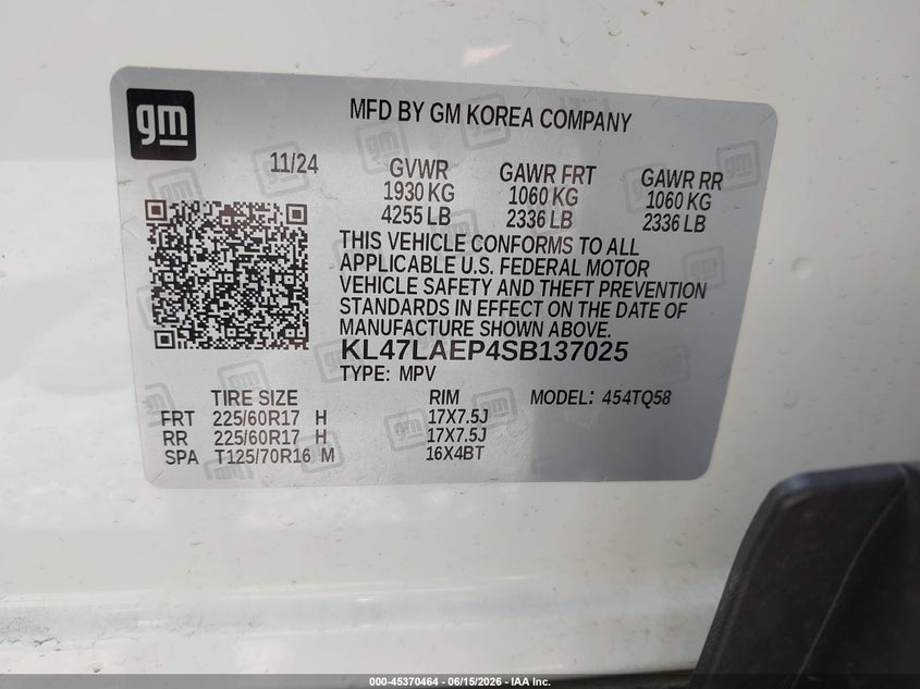 2025 Buick Envista VIN KL47LAEP4SB137025 IAAI salvage auction — FRONT END, Wait Title, sold $4,400 on 2026-08-02 (photo 9)