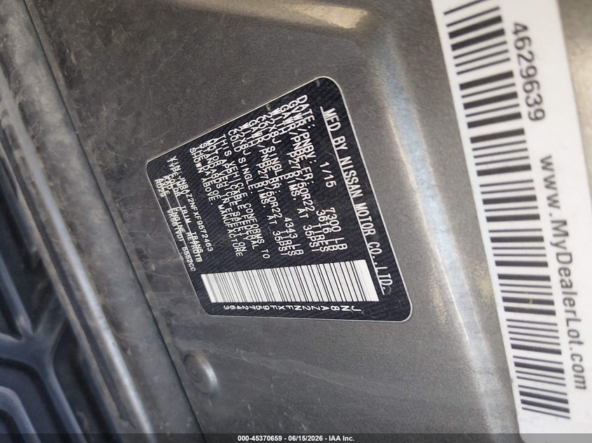 2015 Infiniti Qx80 VIN JN8AZ2NFXF9572463 IAAI salvage auction — NORMAL WEAR, Clear (Colorado), sold $1,600 on 2026-07-28 (photo 9)