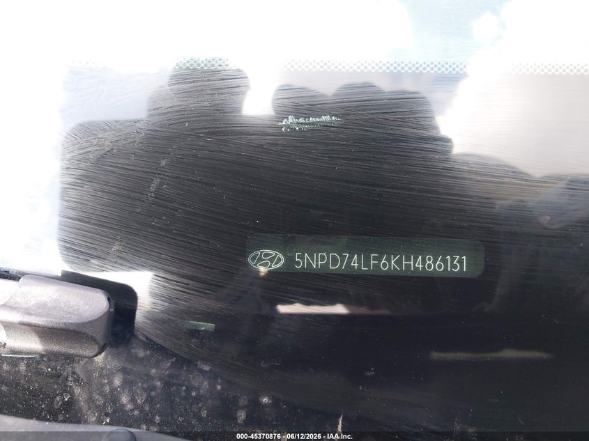 2019 Hyundai Elantra VIN 5NPD74LF6KH486131 IAAI salvage auction — FRONT END, Salvage Title, sold $1,250 on 2026-07-23 (photo 9)