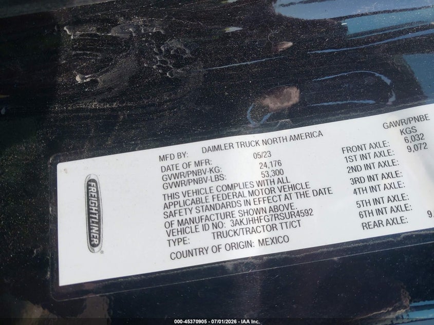 2024 Freightliner New cascadia 126 VIN 3AKJHHFG7RSUR4592 IAAI salvage auction — FRONT END, Clear (Colorado), sold $60,750 on 2026-07-22 (photo 8)