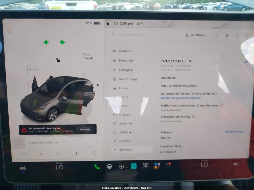 2024 Tesla Model y VIN 7SAYGDEE1RA225939 IAAI salvage auction — FRONT END, Salvage (Massachusetts), sold $11,225 on 2026-07-30 (photo 7)