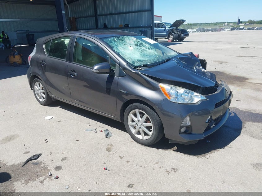 2014 Toyota Prius c VIN JTDKDTB37E1076192 IAAI salvage auction — FRONT END, Certificate Of Title (Nebraska), sold $700 on 2026-07-23 (photo 1)