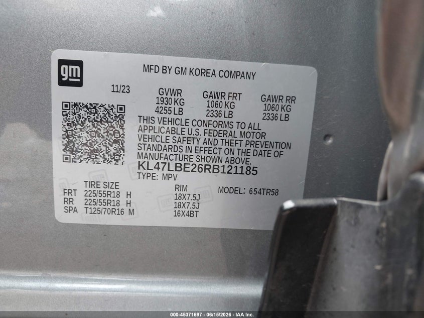 2024 Buick Envista VIN KL47LBE26RB121185 IAAI salvage auction — FRONT END, Salvage (Texas), sold $4,700 on 2026-07-10 (photo 9)