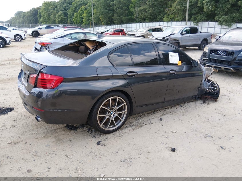 2011 BMW 5 series VIN WBAFR7C58BC606080 IAAI salvage auction — EXTERIOR BURN, Bill Of Sale (Georgia), sold $300 on 2026-07-09 (photo 4)