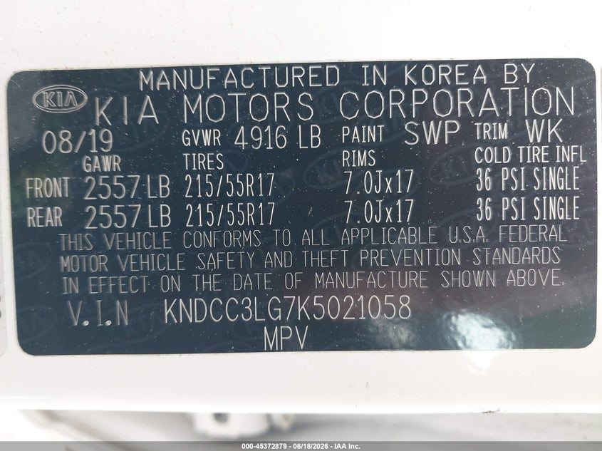 2019 Kia Niro VIN KNDCC3LG7K5021058 IAAI salvage auction — FRONT END, Salvage (Massachusetts), sold $7,150 on 2026-07-10 (photo 9)