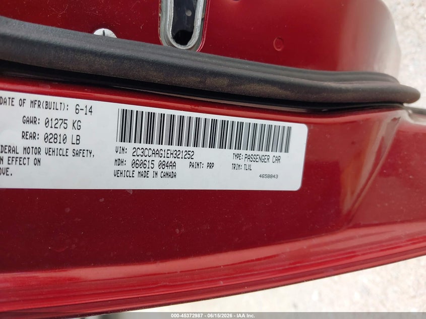 2014 Chrysler 300 VIN 2C3CCAAG1EH321252 IAAI salvage auction — FRONT END, Salvage Title, sold $2,350 on 2026-07-23 (photo 9)