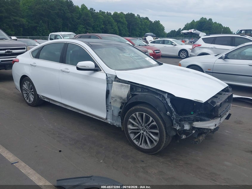 2015 Hyundai Genesis VIN KMHGN4JE2FU049599 IAAI salvage auction — FRONT END, Salvage (Idaho), sold $350 on 2026-07-22 (photo 1)