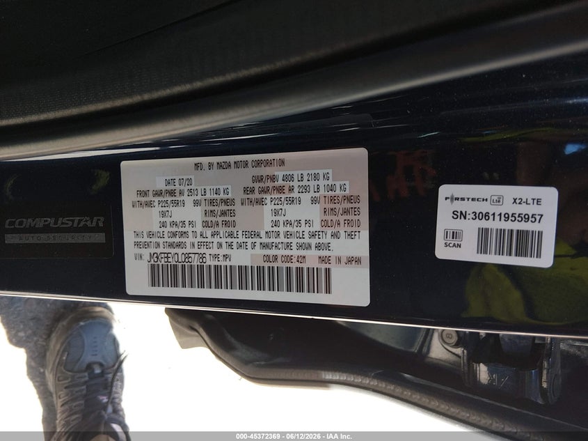 2020 Mazda Cx-5 VIN JM3KFBEY0L0857786 IAAI salvage auction — FRONT END, Salvage (Colorado), sold $6,200 on 2026-07-28 (photo 9)