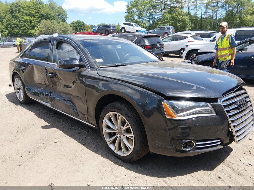 2012 Audi A8 VIN WAURVAFD2CN006606 IAAI salvage auction — FRONT END, Clear (Massachusetts), sold $525 on 2026-07-21 (photo 1)