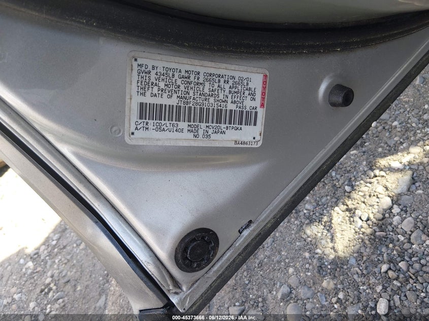 2001 Lexus Es 300 VIN JT8BF28G910315416 IAAI salvage auction — FRONT END, Bill Of Sale (New York), sold $425 on 2026-07-14 (photo 9)