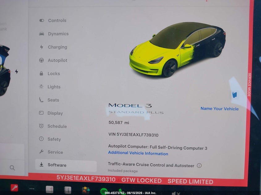 2020 Tesla Model 3 VIN 5YJ3E1EAXLF739310 IAAI salvage auction — LEFT REAR, Salvage Title, sold $6,000 on 2026-07-13 (photo 7)