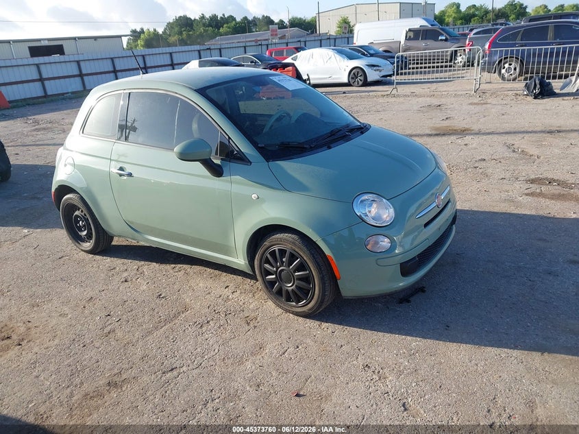 2015 Fiat 500 VIN 3C3CFFAR9FT507989 IAAI salvage auction — SIDE, Original (Texas), sold $1,550 on 2026-08-14 (photo 1)