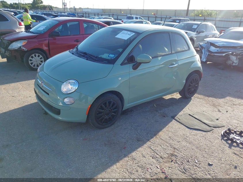 2015 Fiat 500 VIN 3C3CFFAR9FT507989 IAAI salvage auction — SIDE, Original (Texas), sold $1,550 on 2026-08-14 (photo 2)
