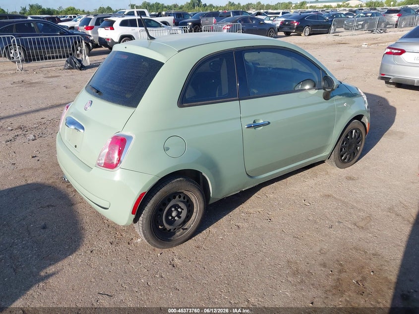 2015 Fiat 500 VIN 3C3CFFAR9FT507989 IAAI salvage auction — SIDE, Original (Texas), sold $1,550 on 2026-08-14 (photo 4)