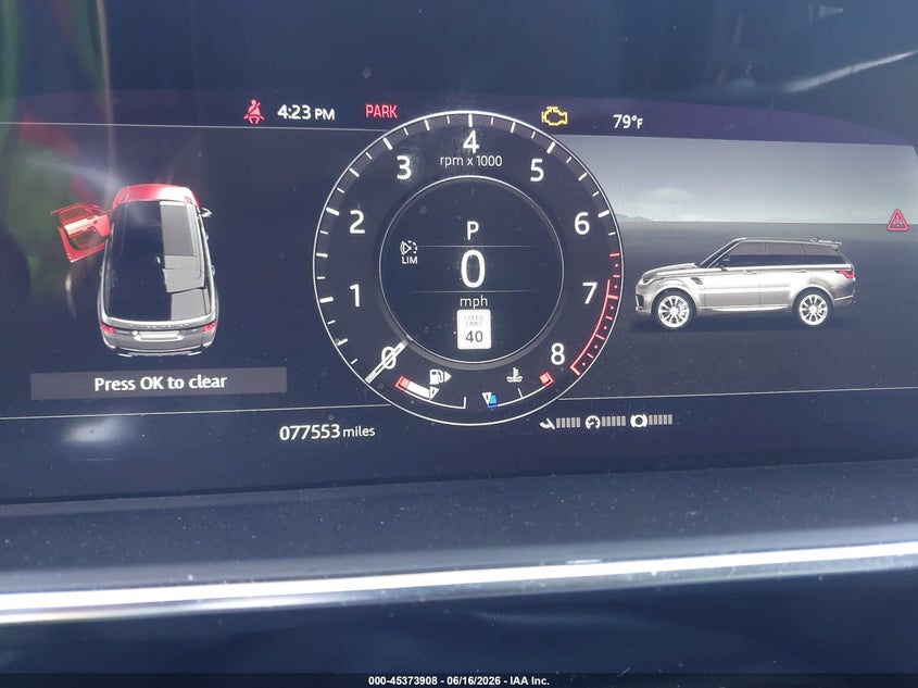 2020 Land rover Range rover sport VIN SALWS2RU5LA880626 IAAI salvage auction — FRONT END, Salvage (California), sold $15,075 on 2026-07-08 (photo 7)
