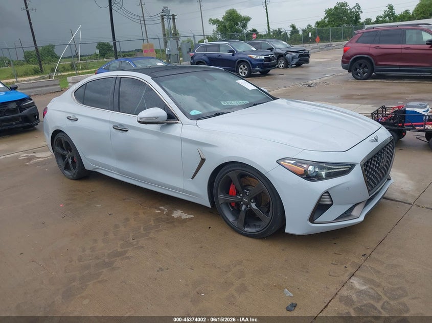 2021 Genesis G70 VIN KMTG34LE5MU074499 IAAI salvage auction — LEFT SIDE, Salvage (Texas), sold $6,050 on 2026-07-17 (photo 1)