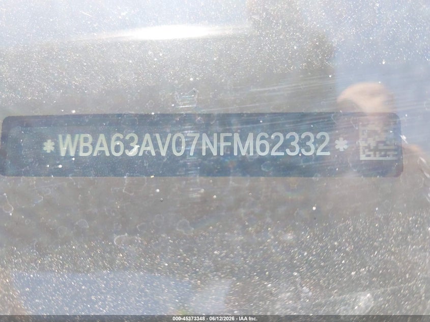 2022 BMW 4er VIN WBA63AV07NFM62332 IAAI salvage auction — FRONT END, Bill Of Sale (Washington), sold $3,100 on 2026-07-14 (photo 9)