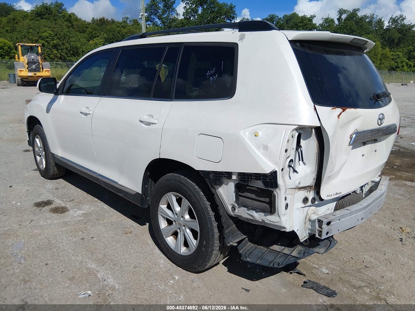 2013 Toyota Highlander VIN 5TDZK3EH9DS138575 IAAI salvage auction — REAR END, Salvage (Louisiana), sold $3,000 on 2026-07-07 (photo 3)
