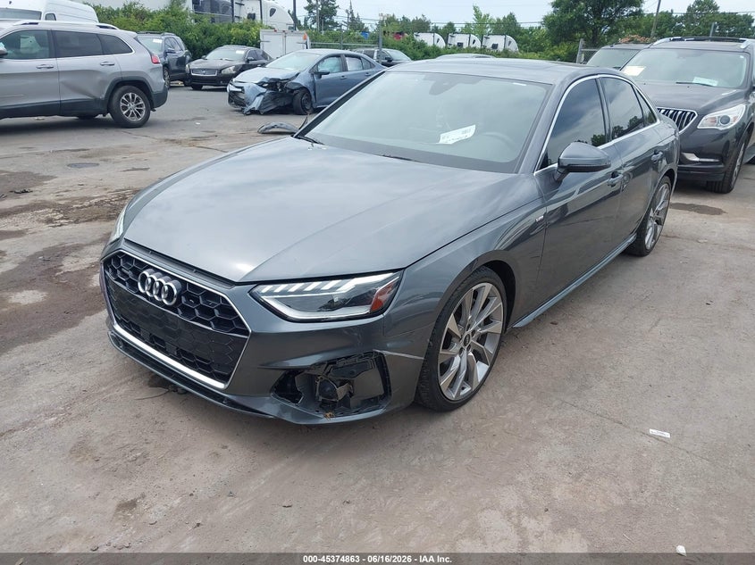 2022 Audi A4 VIN WAUEAAF4XNN004793 IAAI salvage auction — SIDE, Salvage (North Carolina), sold $7,250 on 2026-07-29 (photo 2)