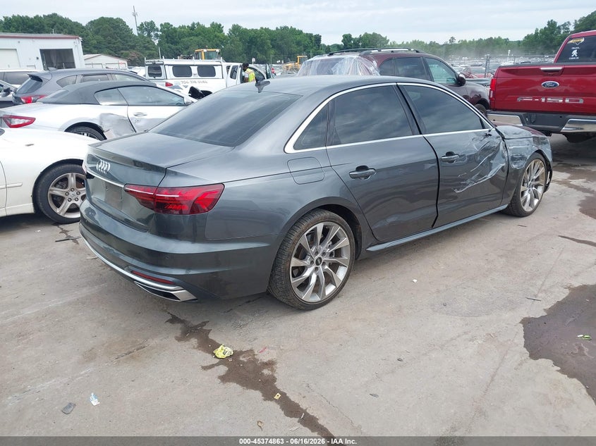 2022 Audi A4 VIN WAUEAAF4XNN004793 IAAI salvage auction — SIDE, Salvage (North Carolina), sold $7,250 on 2026-07-29 (photo 4)