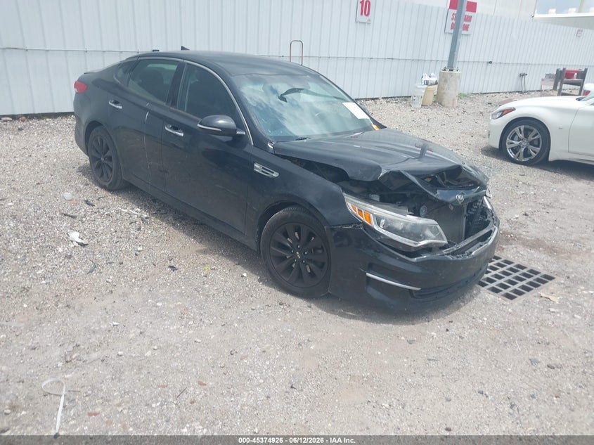 2018 Kia Optima VIN 5XXGU4L36JG196168 IAAI salvage auction — FRONT END, Original (Texas), sold $875 on 2026-07-30 (photo 1)
