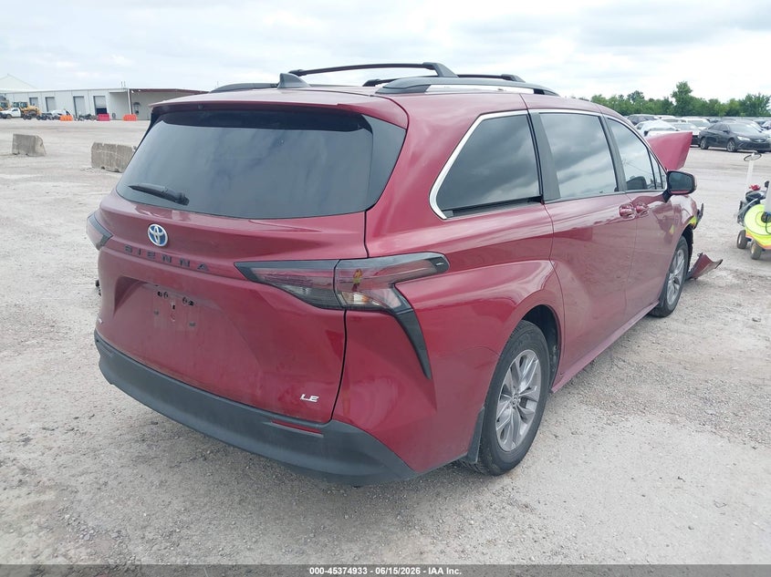 2025 Toyota Sienna VIN 5TDKRKEC0SS248374 IAAI salvage auction — FRONT END, Salvage (Texas), sold $9,700 on 2026-07-22 (photo 4)