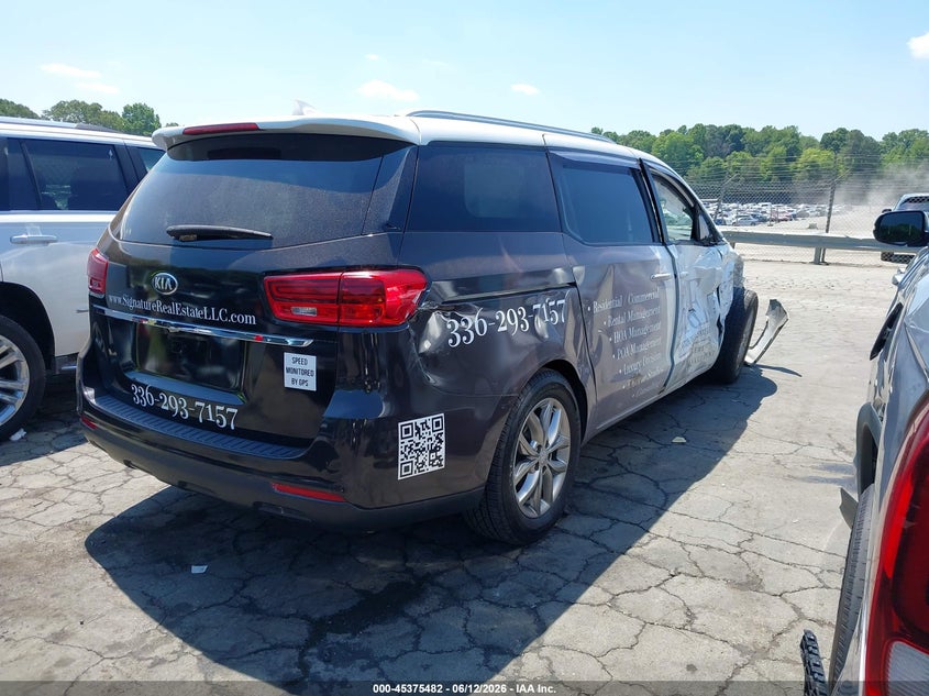 2020 Kia SEDONA VIN KNDMB5C17L6624473 IAAI salvage auction — RIGHT FRONT, Salvage (North Carolina), sold $1,700 on 2026-07-23 (photo 4)