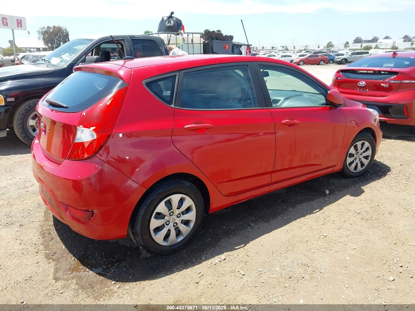 2017 Hyundai Accent VIN KMHCT5AE3HU351660 IAAI salvage auction — NORMAL WEAR, Clear - Dealer Only (California), sold $1,200 on 2026-07-06 (photo 4)