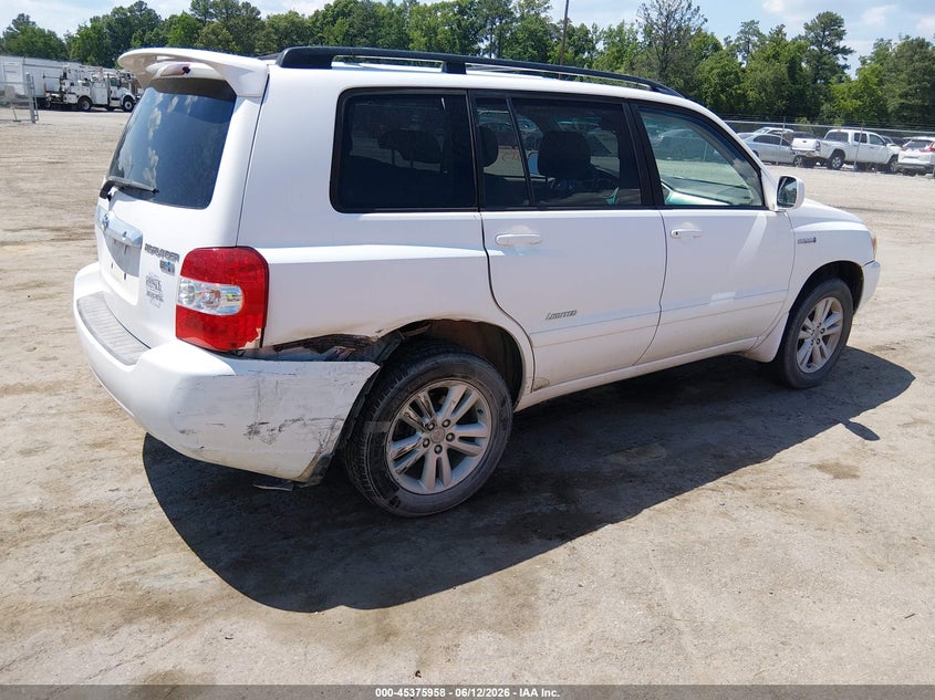 2007 Toyota Highlander VIN JTEGW21A270018229 IAAI salvage auction — RIGHT REAR, Clear (Virginia), sold $550 on 2026-07-10 (photo 4)