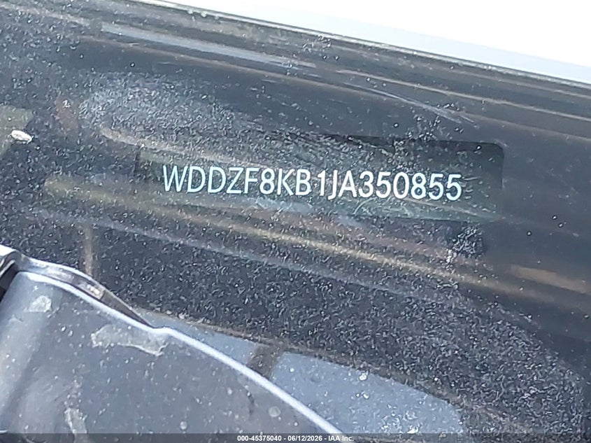 2018 Mercedes-benz VIN WDDZF8KB1JA350855 IAAI salvage auction — SIDE, Salvage Title, sold $18,900 on 2026-08-07 (photo 9)