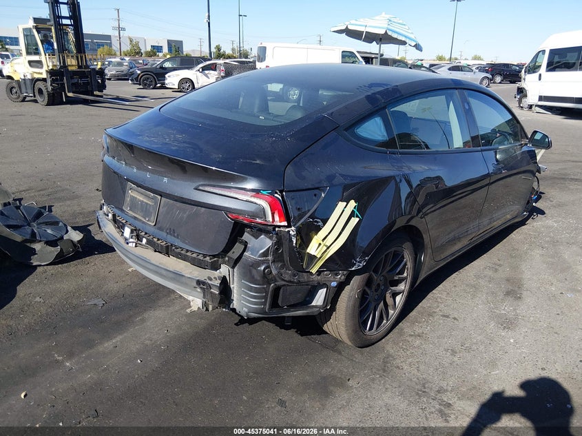2025 Tesla Model 3 VIN 5YJ3E1EA4SF061779 IAAI salvage auction — RIGHT FRONT, Wait Title, sold $11,225 on 2026-07-31 (photo 4)