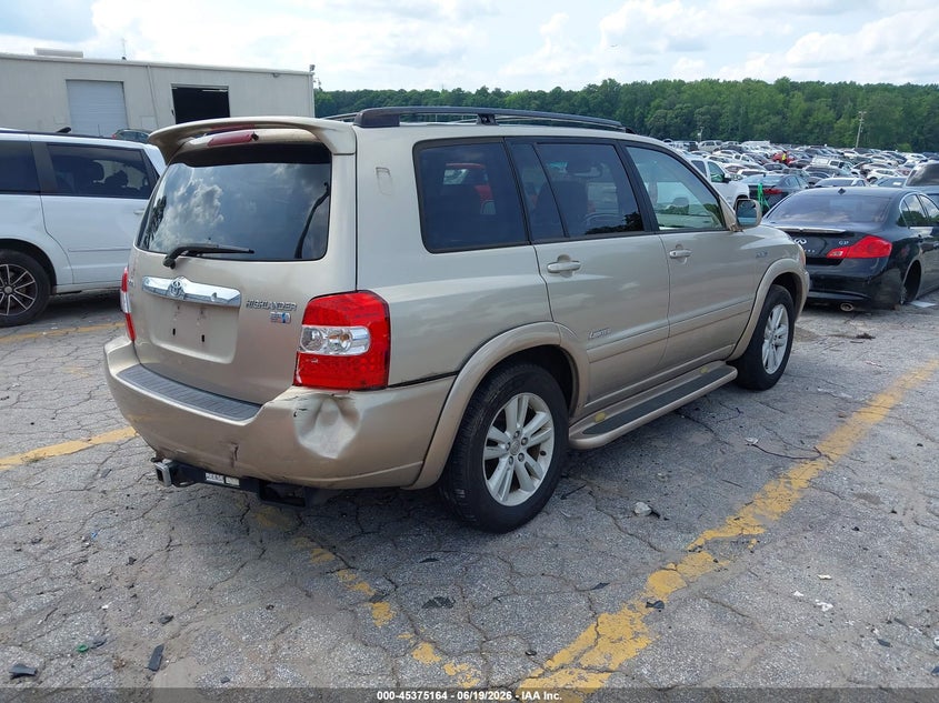 2006 Toyota Highlander hybrid VIN JTEDW21A260015994 IAAI salvage auction — FRONT & REAR, Salvage (Georgia), sold $675 on 2026-07-09 (photo 4)