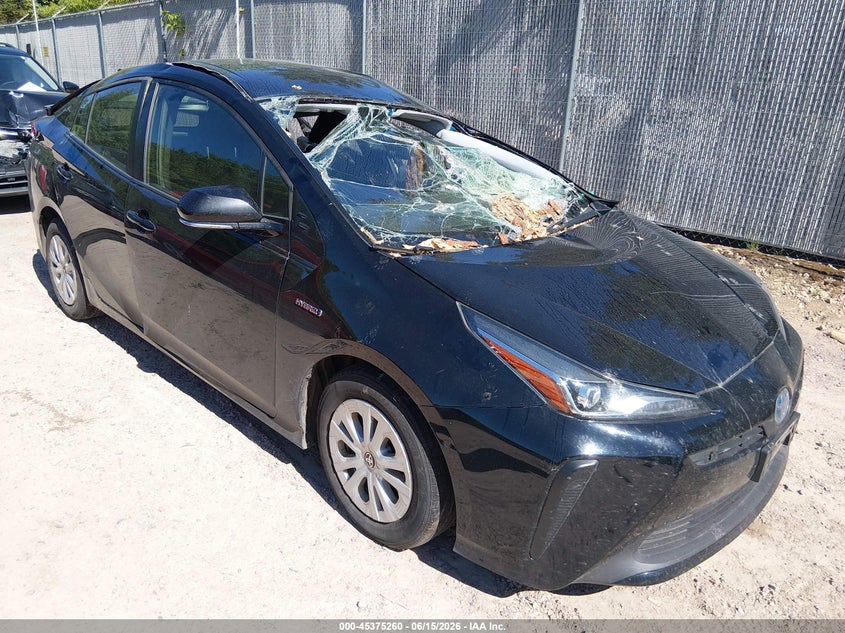 2019 Toyota Prius VIN JTDKARFU6K3100240 IAAI salvage auction — STORM DAMAGE, Junk Bill Of Sale Mv2459 (Wisconsin), sold $1,250 on 2026-07-15 (photo 1)