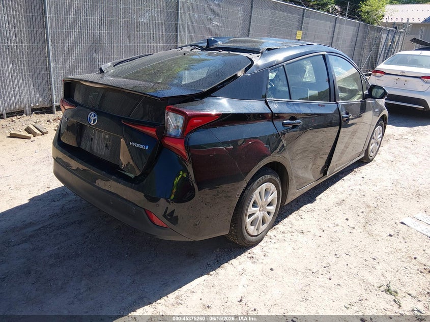2019 Toyota Prius VIN JTDKARFU6K3100240 IAAI salvage auction — STORM DAMAGE, Junk Bill Of Sale Mv2459 (Wisconsin), sold $1,250 on 2026-07-15 (photo 4)