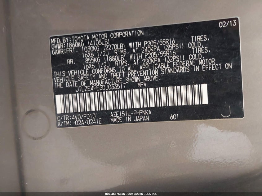 2013 Scion Xb VIN JTLZE4FE3DJ033517 IAAI salvage auction — FRONT END, Salvage (Utah), sold $550 on 2026-07-06 (photo 9)