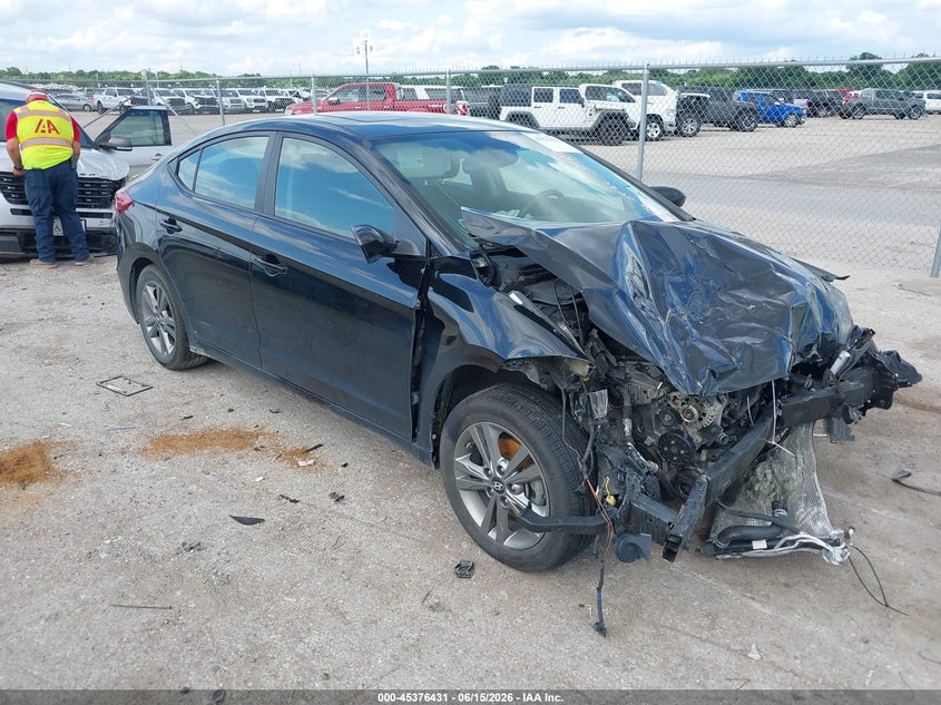2017 Hyundai Elantra VIN KMHD84LFXHU249875 IAAI salvage auction — FRONT END, Salvage (Texas), sold $150 on 2026-07-28 (photo 1)
